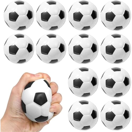 12 Stück Mini Sportbälle,6.3CM Antistressball,Mini Fußball,Mini Schaum Stressabbau Bälle,Schaumstoffbälle,Stressabbau Spielzeug,Anti Stress Spielzeug Bälle,Fußball Stressbälle für Kinder Erwachsener von LOEPENLE