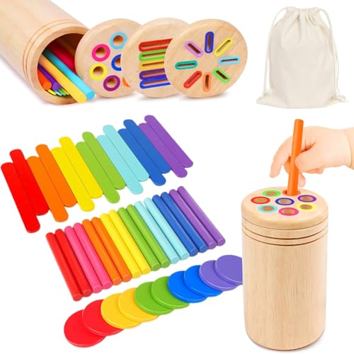 LOEPENLE 3-in-1 Montessori Spielzeug ab 1 2 3 Jahre,Holz Sortier & Stapelspielzeug,Holzspielzeug Kinder Farbe Sortierspiel 1 Jahre,Holzspielzeug Steckspiel,Babyspielzeug Sortierspiel LOEPENLE 3-in-1 Montessori Spielzeug ab 1 2 3 Jahre,Holz Sortier & Stapelspielzeug,Holzspielzeug Kinder Farbe Sortierspiel 1 Jahre,Holzspielzeug Steckspiel,Babyspielzeug Sortierspiel von LOEPENLE