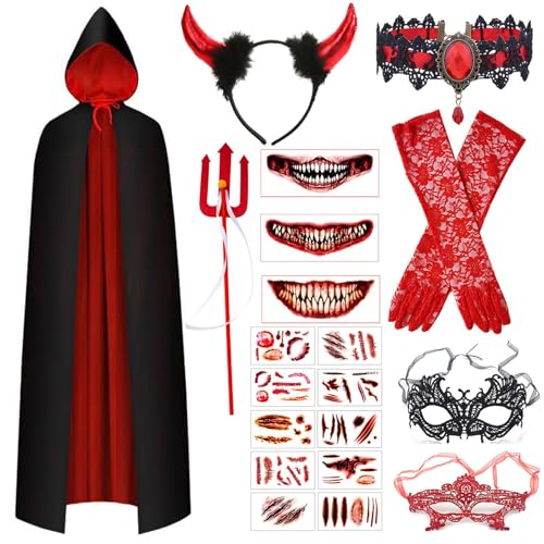 LOEPENLE Halloween Vampir Kostüm,Vampir Kostüm Damen,Halloween Teufel Damen Teufel Umhang,Teufelskostüm für Mottoparty Cosplay,Karneval LOEPENLE Halloween Vampir Kostüm,Vampir Kostüm Damen,Halloween Teufel Damen Teufel Umhang,Teufelskostüm für Mottoparty Cosplay,Karneval von LOEPENLE
