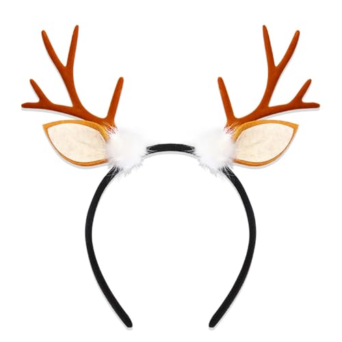 LOFOTU Haarreif mit Rentiergeweih, einzigartiges weißes Rentiergeweih, Stirnband für Weihnachts-Maskeraden und Feiern von LOFOTU