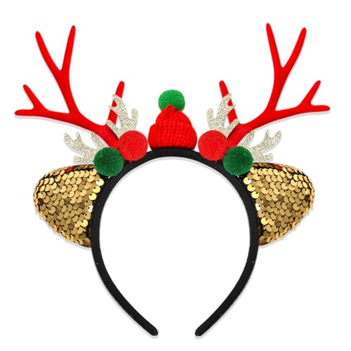 LOFOTU Haarreif mit Rentiergeweih, einzigartiges weißes Rentiergeweih, Stirnband für Weihnachts-Maskeraden und Feiern von LOFOTU