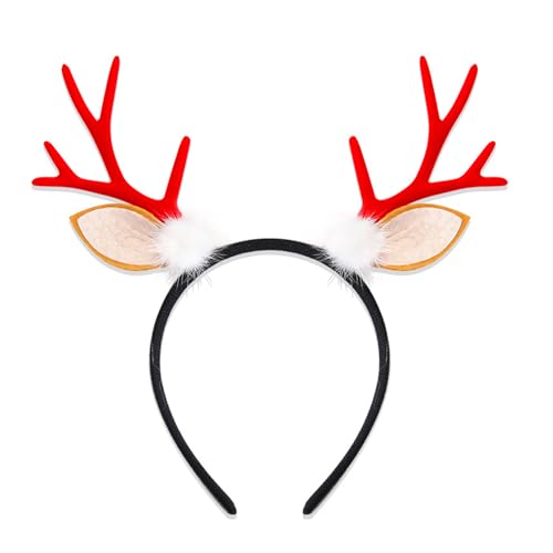 LOFOTU Haarreif mit Rentiergeweih, einzigartiges weißes Rentiergeweih, Stirnband für Weihnachts-Maskeraden und Feiern von LOFOTU