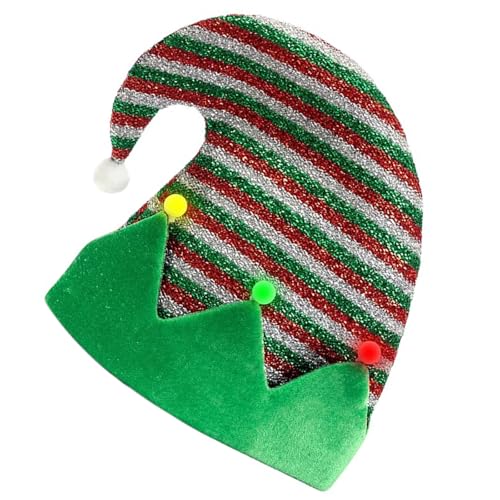 LOFOTU Verschmitzte Weihnachtselfen-Kopfbedeckung mit Pompons für die Feiertage, bunte Outfits für Cosplay, Weihnachtsmann-Helfer von LOFOTU