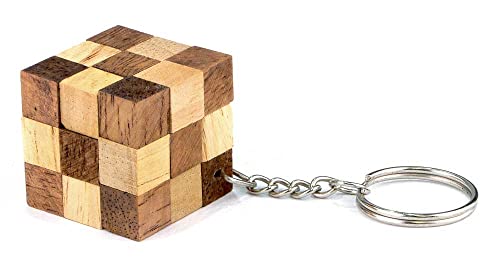 Logica Spiele Art. Mini-Schlangenwürfel-Schlüsselanhänger - 3D-Denkspiel aus Holz - Schwierigkeit 3/6 Schwierig - Knobelspiel - Geduldspiel - Leonardo da Vinci Kollecktion von LOGICA GIOCHI