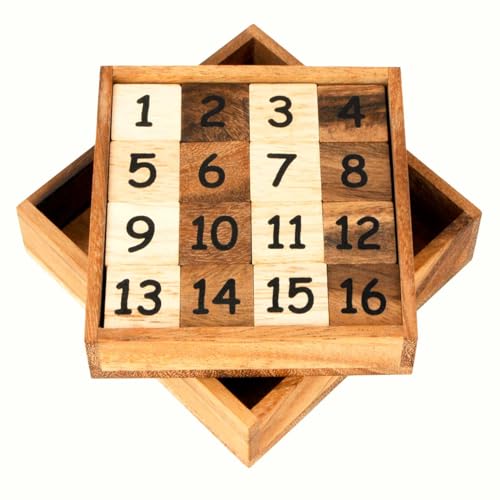 Logica Spiele Art. 15er und 16er Puzzle - Schiebepuzzle - Magisches Quadrat - Denkspiel aus Holz - Fifteen Puzzle - Euklide Serie von LOGICA GIOCHI