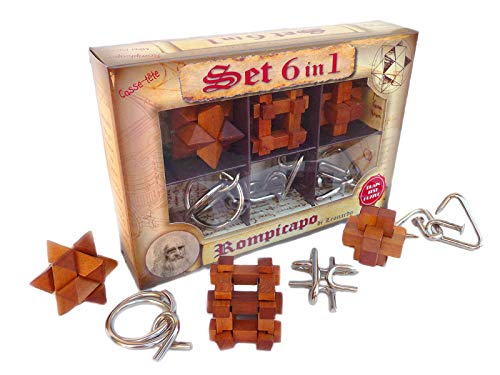 Logica Spiele Art. Set 6 Denkspiele in 1-3 Geduldspiele aus Holz + 3 Metallpuzzle - Gemischte Schwierigkeitsniveaut - Knobelspiel Set - Leonardo da Vinci Kollektion Logica Spiele Art. Set 6 Denkspiele in 1-3 Geduldspiele aus Holz + 3 Metallpuzzle - Gemischte Schwierigkeitsniveaut - Knobelspiel Set - Leonardo da Vinci Kollektion von LOGICA GIOCHI