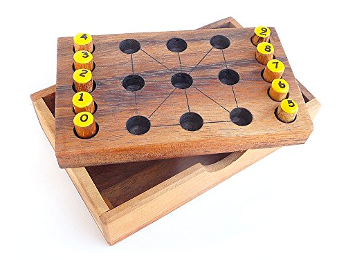 Logica Spiele Art. Zahlenmagie - Denkspiel aus Holz - 3 Spiele in 1-2 Denkspiele + 1 Spiel für 2 Personen - Knobelspiel - Geduldspiel - Euklid Serie von LOGICA GIOCHI