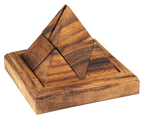 Logica Spiele Art. Pyramide 9 St - 3D Denkspiel aus Holz - Schwierigkeit 3/6 Schwierig - Knobelspiel - Geduldspiel - Leonardo da Vinci Kollektion von LOGICA GIOCHI