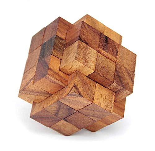 Logica Spiele Art. Mega Burr Puzzle - 3D Denskspiel aus Edlem Holz - Schwierigkeit 5/6 Unglaublich - Knobelspiel - Geduldspiel - Leonardo da Vinci Kollektion von LOGICA GIOCHI