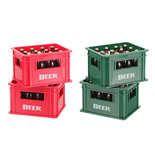 LOGOFUN 4 Stück Puppenhaus Weinkiste Miniatur Bierflasche Modell Kunststoff Weinkorb Weinflaschen Puppenhaus Küche Zubehör Dekoration von LOGOFUN