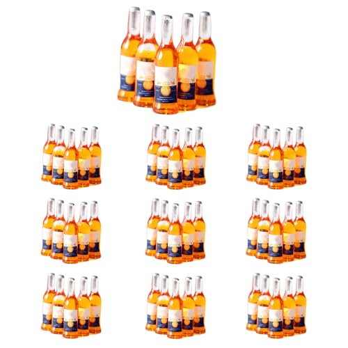 LOGOFUN 50 Stück Miniatur-Weinflaschen-Mini-Bierflaschen, Spielzeug, kleines Getränkezubehör für Puppenhaus-Lebensmittel, Spieldekorationen von LOGOFUN