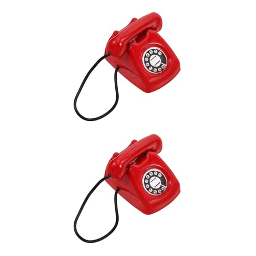LOGOFUN Miniatur-Puppenhaus-Retro-Telefonmodell, Vintage-Stil, Legierung, Telefonrequisite für Puppenhaus, Wohnzimmer, Zubehör, Rot, 2 Stück LOGOFUN Miniatur-Puppenhaus-Retro-Telefonmodell, Vintage-Stil, Legierung, Telefonrequisite für Puppenhaus, Wohnzimmer, Zubehör, Rot, 2 Stück von LOGOFUN