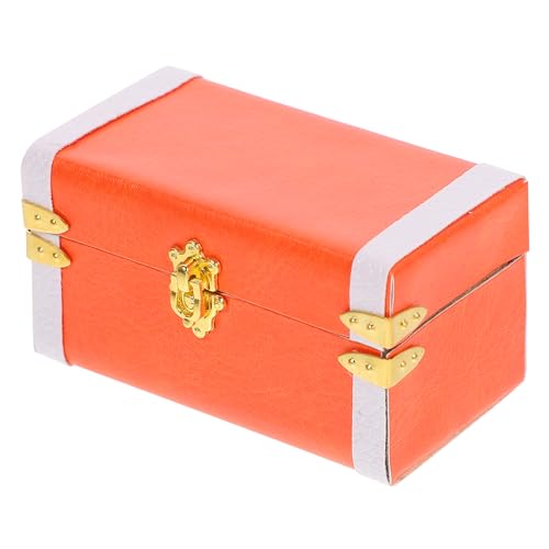 LOGOFUN Puppenhaus Koffer Vintage Miniatur Reisebox 1:12 Maßstab Mini Retro Gepäck Modell für Puppenhaus Zubehör - Orange von LOGOFUN