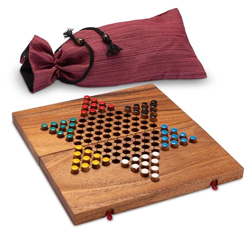 LOGOPLAY Halma Gr. L für 2 bis 6 Spieler mit Stoffbeutel - Spielfeld 26 x 27 cm - 6 x 10 Spielstecker von LOGOPLAY