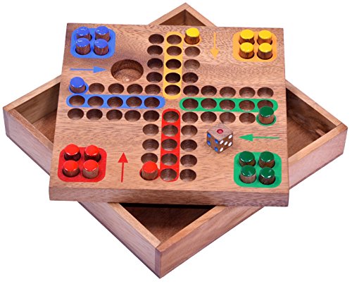 LOGOPLAY Ludo - Kleines REISESPIEL 16 x 16 cm - Würfelspiel - Gesellschaftsspiel - Familienspiel - Brettspiel aus Holz mit Steckern von LOGOPLAY