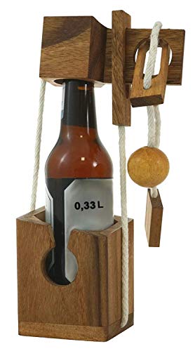 LOGOPLAY MINI Flaschen-Tresor extra für kleine Flaschen - Flaschen-Safe - Flaschen-Puzzle - Denkspiel - Knobelspiel - Geduldspiel - Logikspiel aus edlem Holz in kleinformatiger Ausführung von LOGOPLAY