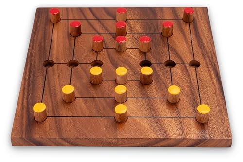 LOGOPLAY Mühle Gr. XL für 2 Spieler - Spielfeld 14 x 14 cm - Strategiespiel aus Holz von LOGOPLAY
