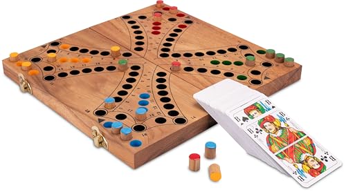 LOGOPLAY Tock für 4 Spieler mit Metallverschluss - Spielfeld 27 x 26 cm - Gesellschaftsspiel mit Spielkarten von LOGOPLAY