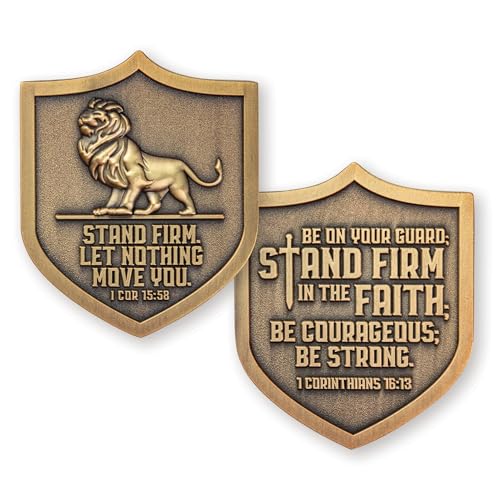 Christian Lion Shield Challenge Coin - Stärke, Glaube und Mut - 5,1 cm, christliches Geschenk für Männer oder Frauen, Jugend und alle von LOGOS COINS