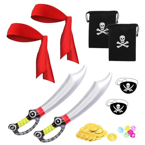 LOHAME 2 Set Piratenkostüm Kinder Piraten Kostüm Zubehör Seeräuber Kinderkostüm Pirat Augenklappe Bandana Goldmünzen Kristallstein Aufblasbares Messer für Junge Mädchen Halloween Karneval Fasching LOHAME 2 Set Piratenkostüm Kinder Piraten Kostüm Zubehör Seeräuber Kinderkostüm Pirat Augenklappe Bandana Goldmünzen Kristallstein Aufblasbares Messer für Junge Mädchen Halloween Karneval Fasching von LOHAME