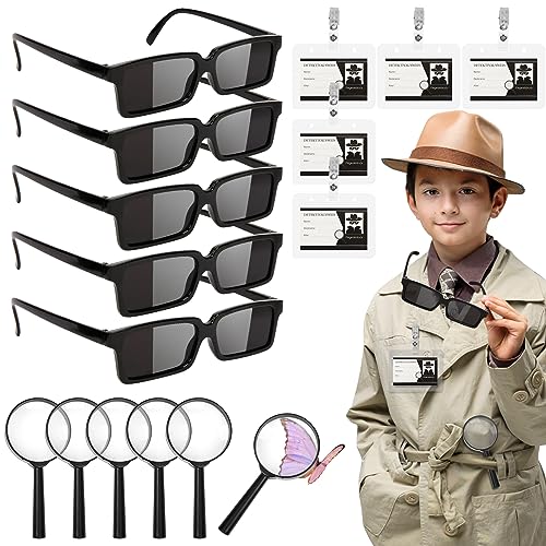 LOHAME 20 Stück Detektiv Set Kinder, Entdecker Zubehör Entdeckerspielzeug mit Lupe Spionagebrille Kartenhülle und Clip Forscherset für Detektivwesen Cosplay Outdoor Forscher Rollenspiel Party LOHAME 20 Stück Detektiv Set Kinder, Entdecker Zubehör Entdeckerspielzeug mit Lupe Spionagebrille Kartenhülle und Clip Forscherset für Detektivwesen Cosplay Outdoor Forscher Rollenspiel Party von LOHAME