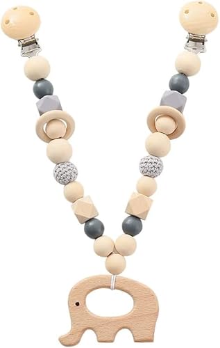 LOHOM Kinderwagenkette aus Holz, Kinderwagen Spielzeug, Kinderwagenkette Spielzeug für Mädchen und Jungen, Kinderwagenketten für Kinder, Kinderwagenanhänger Kette von LOHOM