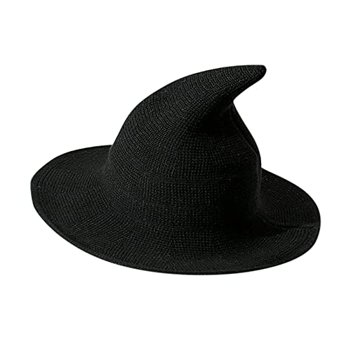 LOIJMK Mütze Kostüm Hut mit großer Krempe Faltbare Frauen häkeln warme Baseballmützen Lustige Hüte Für (Black, One Size) von LOIJMK
