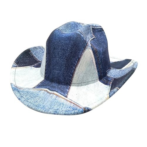 LOIJMK Western-Cowboyhut für Damen und Herren, breite Krempe, Cowboyhut für Kostüm, Verkleidung, Cosplay Küss Den Cowboy (Navy, M) von LOIJMK