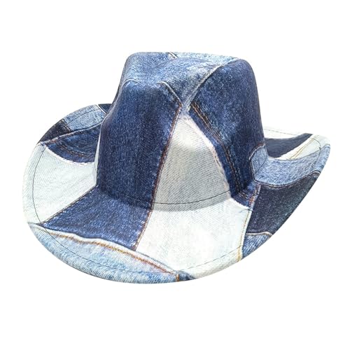 LOIJMK Western-Cowboyhut für Damen und Herren, breite Krempe, Cowboyhut für Kostüm, Verkleidung, Cosplay Streichholz Cowboy (Dark Blue, M) von LOIJMK