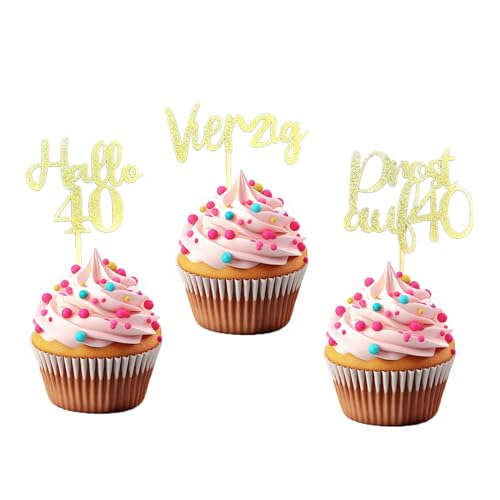 LOINFE Cupcake Topper, 24 Stück Geburtstag Tortendeko, Cake Topper Geburtstag, 40. Gold Kuchentopper für Hochzeit Geburtstag Party Kuchen Dekorationen LOINFE Cupcake Topper, 24 Stück Geburtstag Tortendeko, Cake Topper Geburtstag, 40. Gold Kuchentopper für Hochzeit Geburtstag Party Kuchen Dekorationen von LOINFE