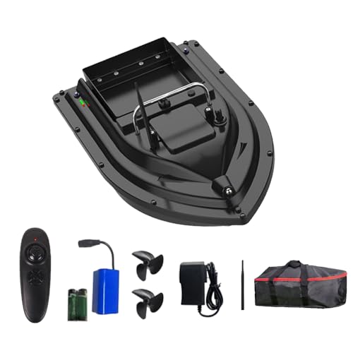 LOKEEVAN Angeln Köder Boot Fütterung Boot mit großen Köder Container 1,5 kg Ladekapazität Dual Motor Auto Cruise mit Leuchtanzeige geeignet für Teiche, Seen, Flüsse (12000mAh) von LOKEEVAN