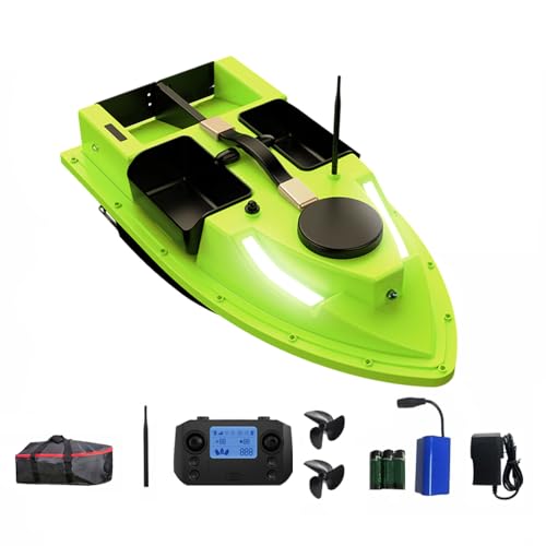 LOKEEVAN Futterboot mit Fernbedienung, Angelköderboot mit großem Köderbehälter, 2 kg Nutzlast, GPS-Positionssuche, automatische Kreuzfahrt/Rückkehr/Kurskorrektur (Grün) von LOKEEVAN