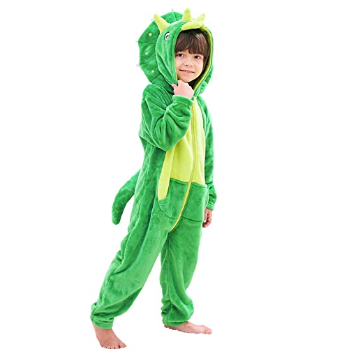 LOLANTA Dinosaurier Kostüm für Kinder,Flanell Overall mit Kapuze (2-3 Jahre, Grün,Tag S) von LOLANTA