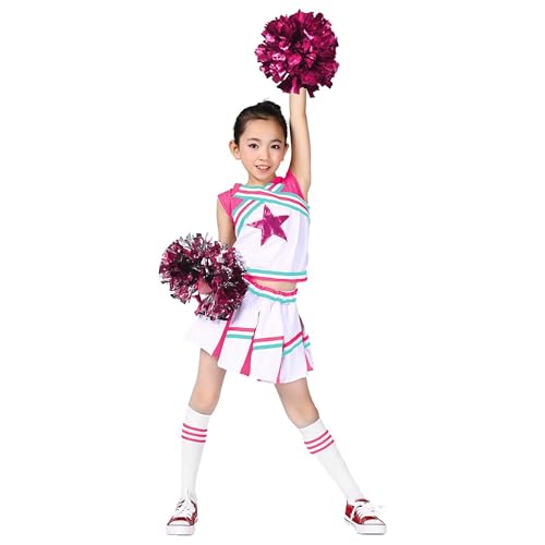 LOLANTA Cheerleaderuniform für Mädchen, lustiges Uniform-Kostüm der Universitätsmarke, rot-weiß, rosa, Größe 10-12 von LOLANTA