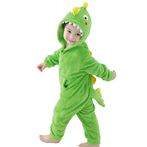 LOLANTA Dinosaurier Kostüm Kleinkind,Junge Flanell Kapuzenpullover Einteiler (2-3 Jahre, Dunkelgrün) von LOLANTA