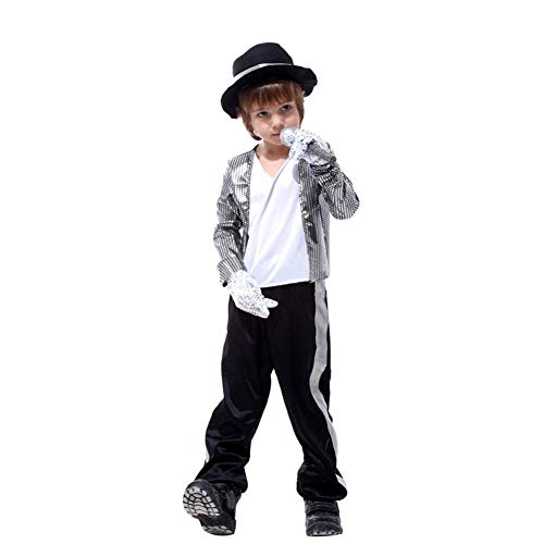 LOLANTA Jungen Halloween Kostüme Michael Jackson Kleidung Stage Performance Dancewear, L (6-7 Jahre) von LOLANTA