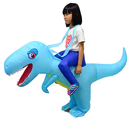LOLANTA Kinder Dinosaurier Aufblasbares Kostüm Halloween Kostümparty T-Rex Kostüme, Blau, 6-12 Jahre/130-160cm, M von LOLANTA