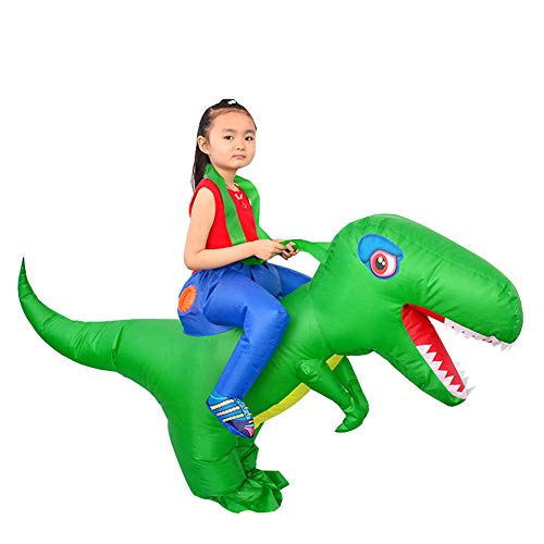 LOLANTA Kinder Dinosaurier Aufblasbares Kostüm Halloween Kostümparty T-Rex Kostüme, Grün, 6-12 Jahre/130-160cm, M von LOLANTA