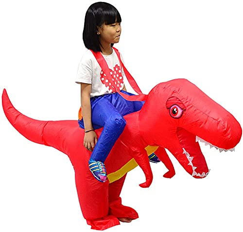LOLANTA Kinder Dinosaurier Aufblasbares Kostüm Halloween Kostümparty T-Rex Kostüme, Rot, 6-12 Jahre/130-160cm, M von LOLANTA