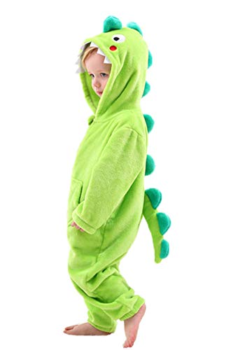 LOLANTA Kinder Grün Dinosaurier Kostüm,Kinder Tier Flanell Strampler Overall，2-3 Jahre,Grün,Etikettengröße S von LOLANTA
