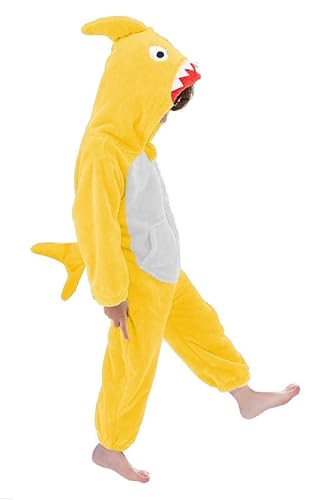 LOLANTA Kinder Hai Kostüm,Jungen Tier Flanell Overall mit Kapuze，2-3 Jahre,Gelb,Etikettengröße S von LOLANTA