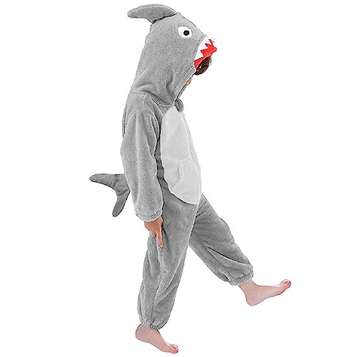 LOLANTA Kinder Hai Kostüm, Jungen Tier Flanell Strampler Overall mit Kapuze, 4-6 Jahre, Grau, Etikettengröße M LOLANTA Kinder Hai Kostüm, Jungen Tier Flanell Strampler Overall mit Kapuze, 4-6 Jahre, Grau, Etikettengröße M von LOLANTA