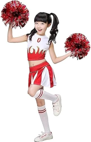 LOLANTA Mädchen Cheerleader Kostüm Schulkind Cheer Kostüm Outfit Karneval Kostüm(rot,164-170,Etikettengröße 170) von LOLANTA