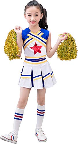 LOLANTA Mädchen Karneval Kostüm, Cheerleader kleid mit Pompoms und Socken, Mittelschule Cheerleading Uniform, Gelb, 10-11 Jahre, 150 LOLANTA Mädchen Karneval Kostüm, Cheerleader kleid mit Pompoms und Socken, Mittelschule Cheerleading Uniform, Gelb, 10-11 Jahre, 150 von LOLANTA