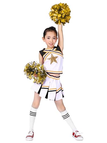 LOLANTA Mädchen Karneval Kostüm, Cheerleader kleid mit Pompoms und Socken, Mittelschule Cheerleading Uniform, Schwarz, 8-9 Jahre, 140 LOLANTA Mädchen Karneval Kostüm, Cheerleader kleid mit Pompoms und Socken, Mittelschule Cheerleading Uniform, Schwarz, 8-9 Jahre, 140 von LOLANTA