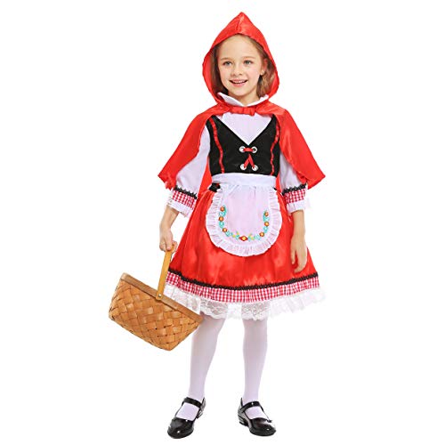 LOLANTA Mädchen Rotkäppchen Kostüm Kinder Halloween Cosplay Kostüm (5-6 Jahre) von LOLANTA