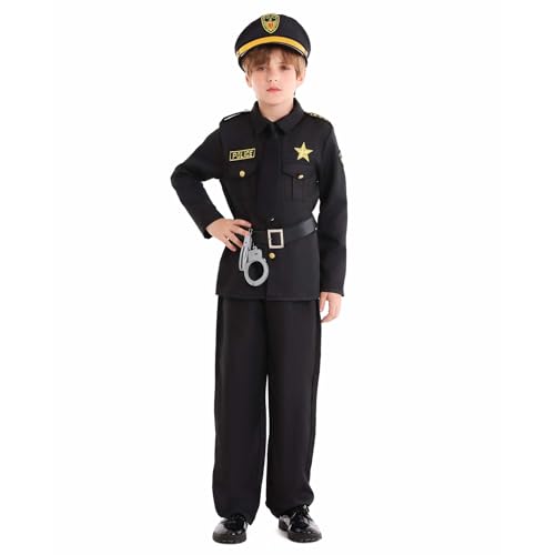 LOLANTA Polizisten Kostüme Kinder Jungen Polizeiuniform, Kinder Polizisten Rollenspielset mit Hut Gürtel Krawatte und Handschellen, Polizist Fancy Dress Karneval Party Kostüm, Schwarz, 12–13 Jahre, XL LOLANTA Polizisten Kostüme Kinder Jungen Polizeiuniform, Kinder Polizisten Rollenspielset mit Hut Gürtel Krawatte und Handschellen, Polizist Fancy Dress Karneval Party Kostüm, Schwarz, 12–13 Jahre, XL von LOLANTA
