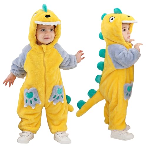 LOLANTA Unisex Baby Dinosaurier Drachen Kostüm, Kleinkind Plüsch Strampler mit Kapuze, Gelb, 2-3 Jahre, Tag 100 LOLANTA Unisex Baby Dinosaurier Drachen Kostüm, Kleinkind Plüsch Strampler mit Kapuze, Gelb, 2-3 Jahre, Tag 100 von LOLANTA
