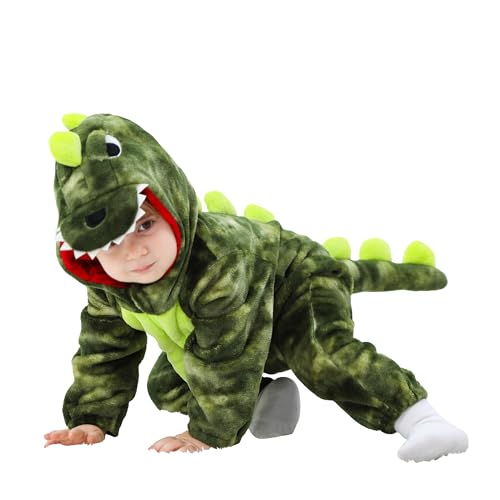LOLANTA Unisex Baby Dinosaurier Kostüm, Kleinkind mit Kapuze Tier Kostüm, Flanell Union Anzug, DyeGreen, 2-3 Jahre LOLANTA Unisex Baby Dinosaurier Kostüm, Kleinkind mit Kapuze Tier Kostüm, Flanell Union Anzug, DyeGreen, 2-3 Jahre von LOLANTA