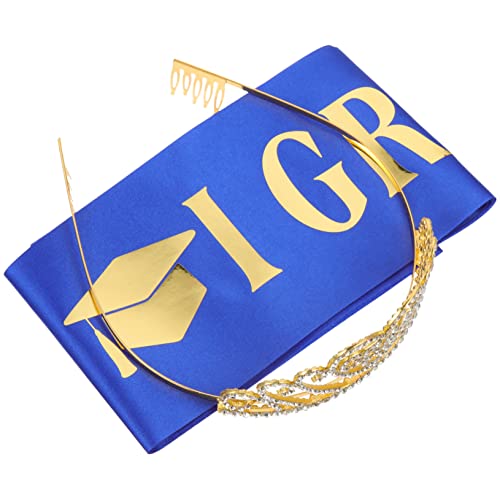 LOLIPPYY 1 Satz 2023 Abschluss Schulter Gurt Stirnband Partydekorationen Geburtstagsschärpe für Frauen abschluss Party partydeko Einschulung Graduierungskronen-Schärpe-Kit Grad Party Krone von LOLIPPYY